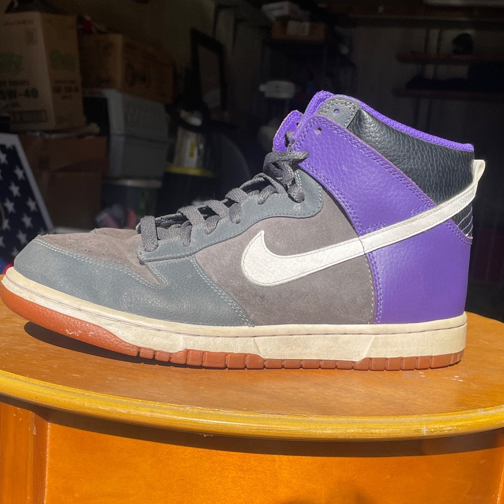 Nike High-Top Sneakers in Purple, Black, and Gray
